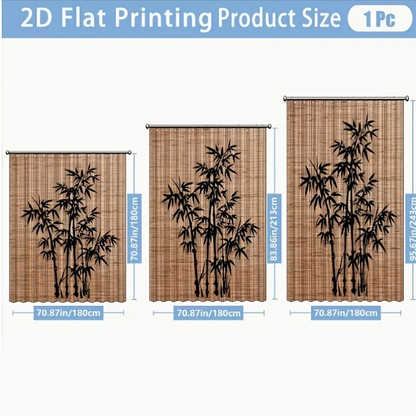 Chinese Bamboo Pattern Blackout Curtain Panels in Three Size and Panel-Count Checkout Options