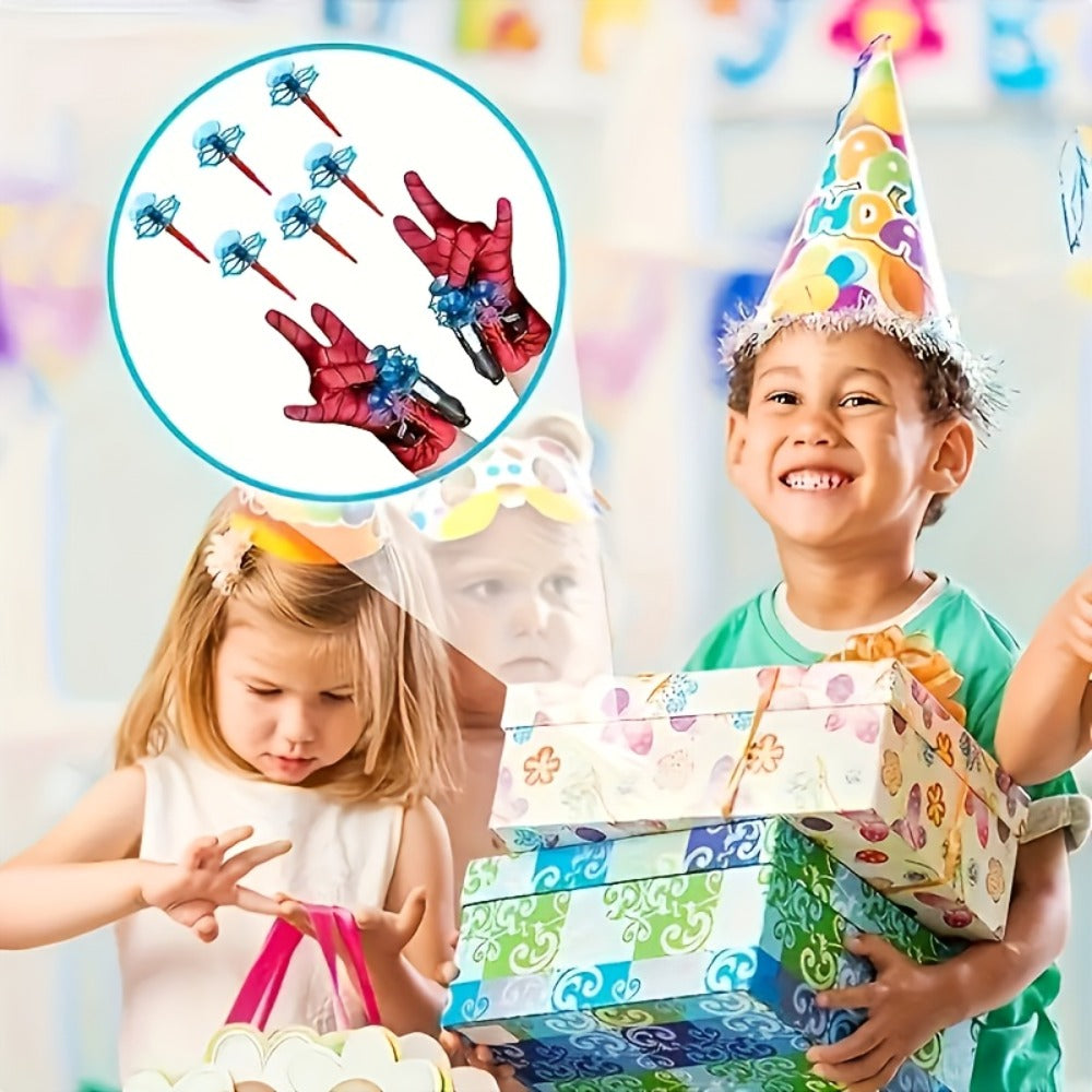 Wrist Spider Web Shooter Toy for Kids & Teens – Superhero Web Launcher Set with Eye Mask Target & Water Gun, Outdoor Party Gift Boys Halloween Easter Birthday