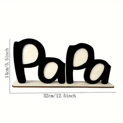 Papa Wooden Desktop Photo Frame, 12.5 x 5.5 Inch Letter-Shaped Display with Four 1.7 x 2.1 Inch Photo Openings