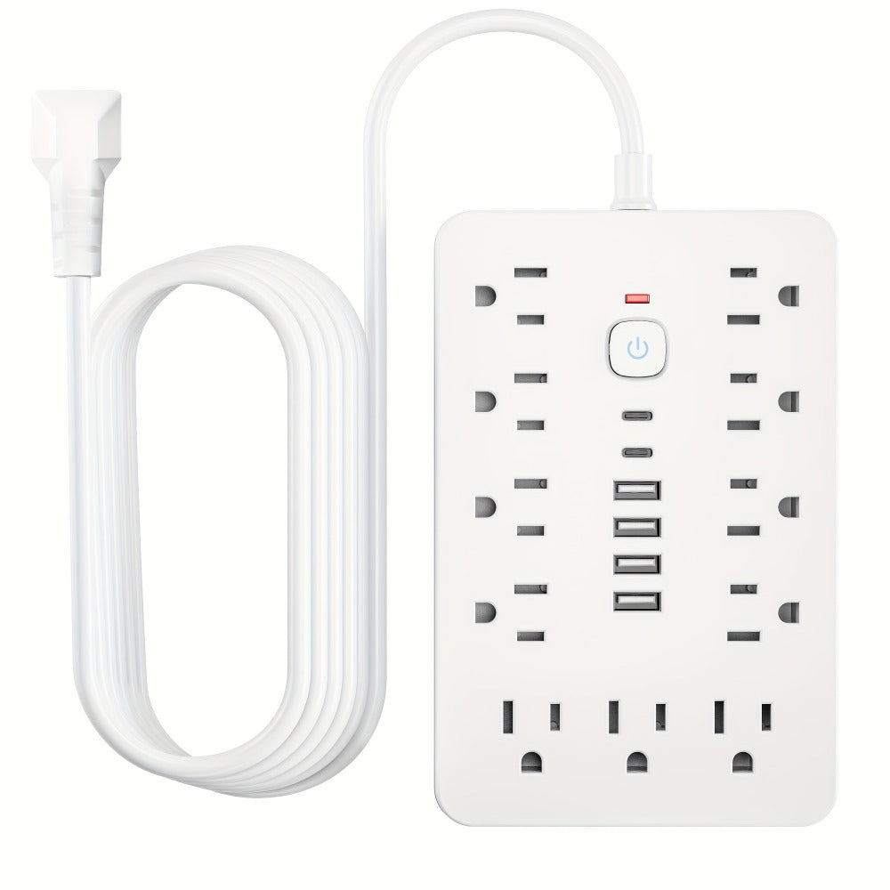 Power Strip 17-in-1 Surge Protector with 11 AC Outlets, 4 USB-A, 2 USB-C and 5- or 10-Foot Flat-Plug Cord