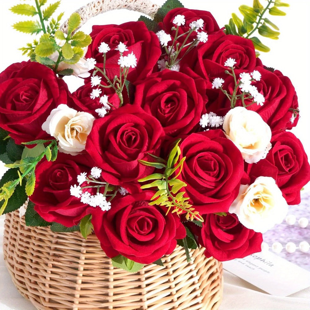 Artificial Flowers Long-Stem Velvet Rose Set in 50 or 100-Piece Variant Options across Five Colors
