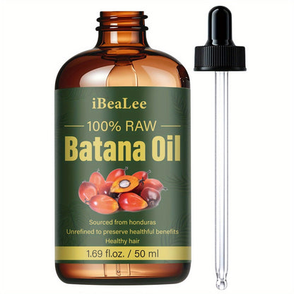 Hair Oil Batana 1.69oz Amber Dropper Bottle with Cold-Pressed Formula for Hair, Brow and Lash Application