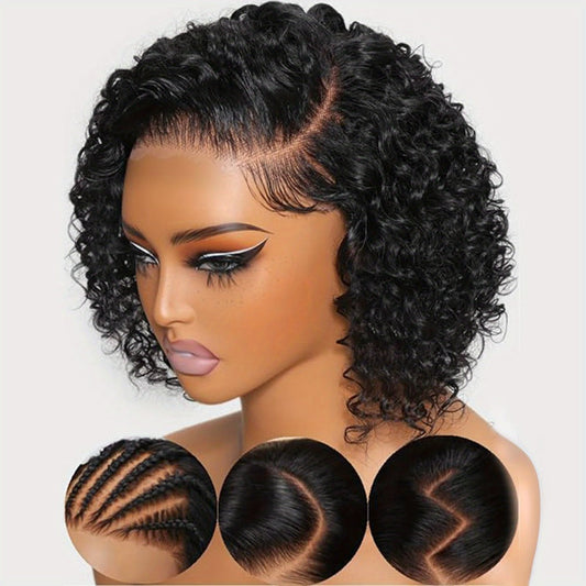 Glueless Bob Wig Human Hair 13x4 Pre Cut Lace 200% Density Wear and Go Deep Wave Body Wave Pre Plucked Bye Bye Knots Lace Front Wig for Black Women 8-40 Inch