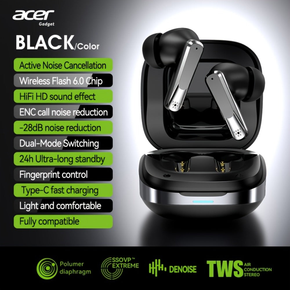 Acer Mini In-Ear Wireless Earbuds Bass Stereo Touch Control, Noise Cancelling Microphone Bluetooth 5.4, Portable Lightweight Long Battery Life, Compatible with Phone Laptop Tablet Mobile, for Exercise