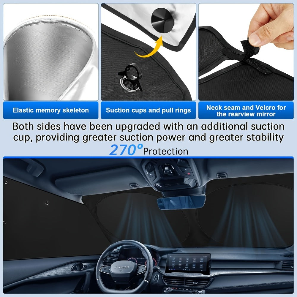 Windshield Sun Shade Universal Front & Side Window Cover UV Heat Block Privacy Protection – Upgraded 2026 Design Large Size Summer Car Accessory
