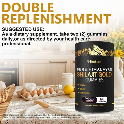 Shilajit 3000mg Supplement with Ginger Ginseng Ashwagandha Hoofgrass - 5-in-1 Adaptogen Complex for Energy Stamina Vitality & Stress Relief - Multi-Mineral Formula for Men & Women