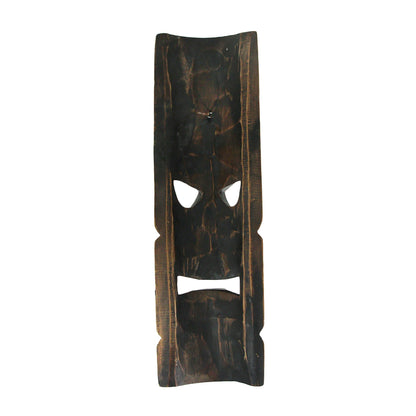 Two-Piece Multicolored Tropical Wall Mask Set with Pictured Palm and Flower Motifs and Carved-Look Details