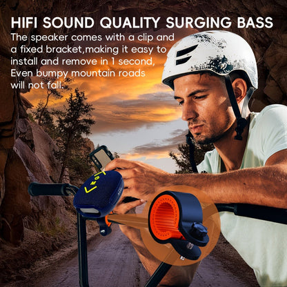 Bluetooth Bike Speaker, IPX5 Handlebar Speaker with Battery, FM, TF, AUX, TWS & Hands-Free Calls