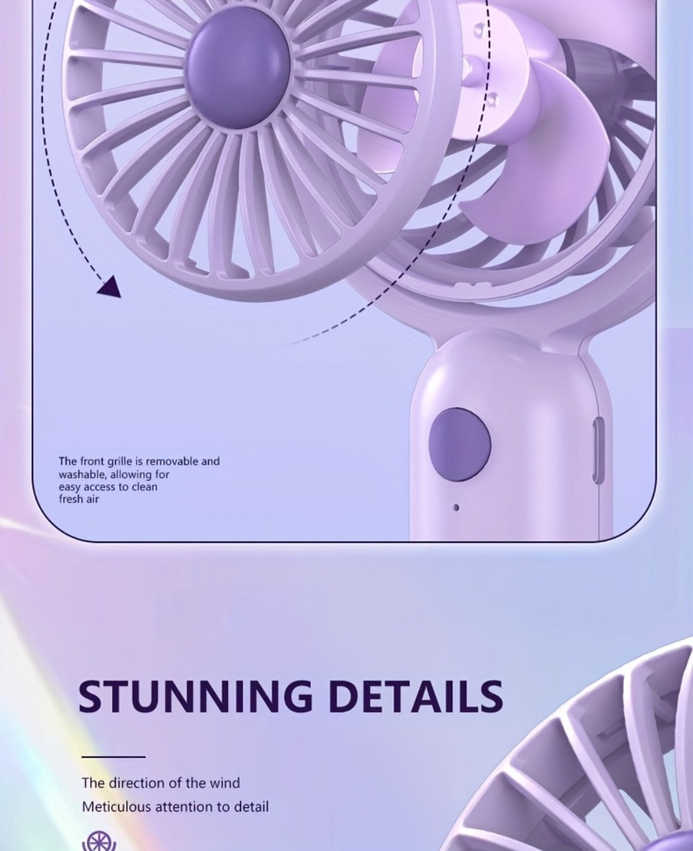 Mini Handheld Fan Set with Pivoting Heads, Three Speeds, USB-C Charging and 3- or 6-Piece Color Packs