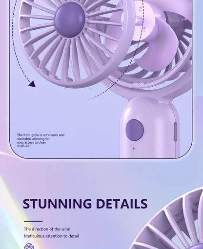 Mini Handheld Fan Set with Pivoting Heads, Three Speeds, USB-C Charging and 3- or 6-Piece Color Packs