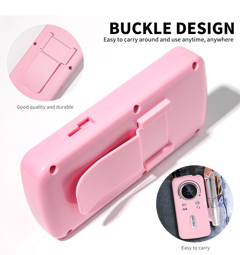 Cordless Nail Drill 45000 RPM Low Noise Rechargeable Electric Nail File Kit Portable Lightweight for Acrylic Gel Nails Manicure Pedicure Salon Home Use White Pink Purple