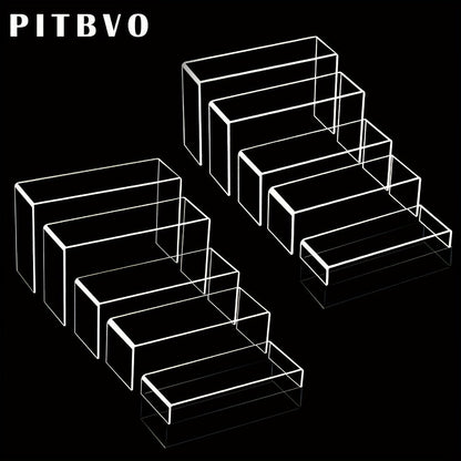 Acrylic Display Risers Clear Transparent Stands for Funko Pop Figures, Cupcakes, Jewelry, Perfume Bottles – Multi-Size Display Shelf Organizer for Home, Store & Craft Show – 10 or 20 Piece Set Large Size