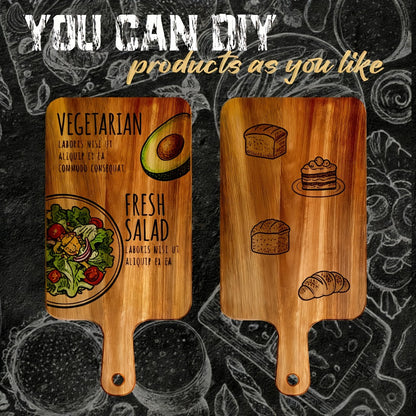 Cutting Board Acacia or Bamboo-Style Handle Boards in Five or Ten-Piece Sets, 15.7 x 7.8 Inches
