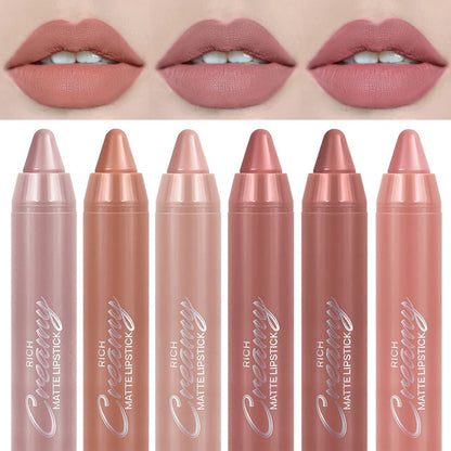 Waterproof Matte Lipstick Pen Set 6PCS with Lip Liner – Long-Lasting Non-Transfer Crayon Formula, Velvety Matte Finish in Nude & Red Shades, Contour Lip Tint Makeup for Women All Skin Tones