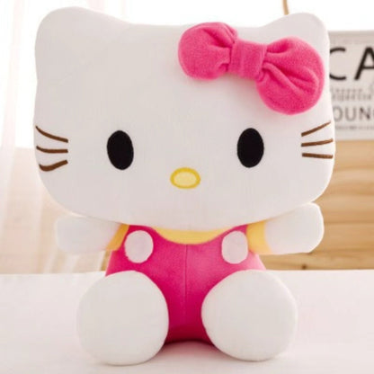 Plush Toy – Three-Piece Hello Kitty Character Set with Red, Pink and Blue Bow Styling for Display