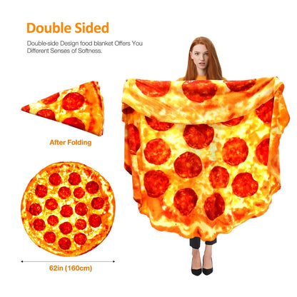 Round Food Print Throw Blanket in Pizza, Donut or Pancakes Designs with 62-, 71- or 80-Inch Diameters