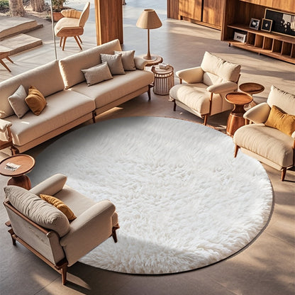 Area Rug Fluffy Faux-Fur Shag in Solid, Tie-Dye and Ombre Colors with Six Retained Room Sizes