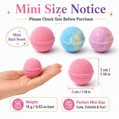 Bath Bombs, 91-Piece Mini Fizzer Set with 15g Round Pieces, Three Labeled Scents and Random Assorted Colors