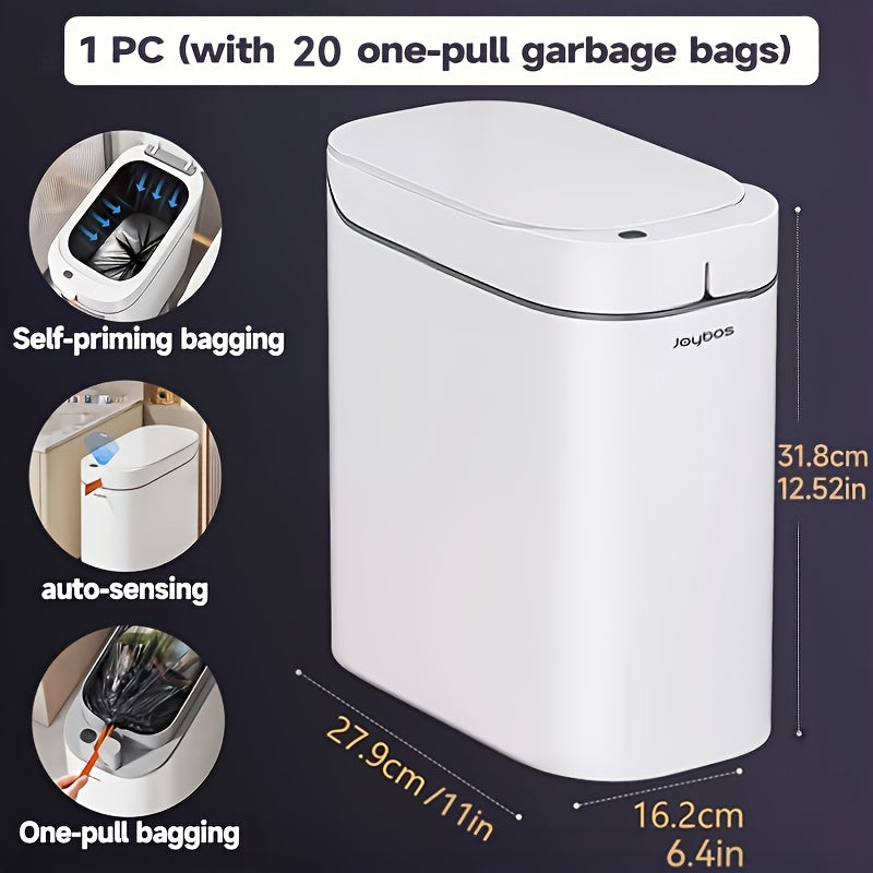Sensor Trash Can Self-Emptying 3.8 Gallon with Drawstring Bags - Hands Free Infrared Smart for Home Cooking, Dining and Outdoor Meals