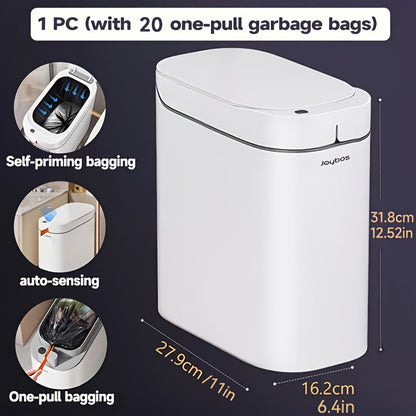 Sensor Trash Can Self-Emptying 3.8 Gallon with Drawstring Bags - Hands Free Infrared Smart for Home Cooking, Dining and Outdoor Meals