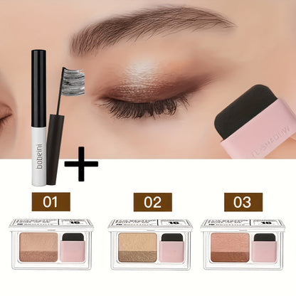 Duo Eyeshadow Palette Set 3 Pack — 2-Color Matte & Shimmer Blendable Eye Makeup with Applicator Brush, Smudge-Proof Long-Lasting Formula for Daily Wear Party Glam Gift for Women