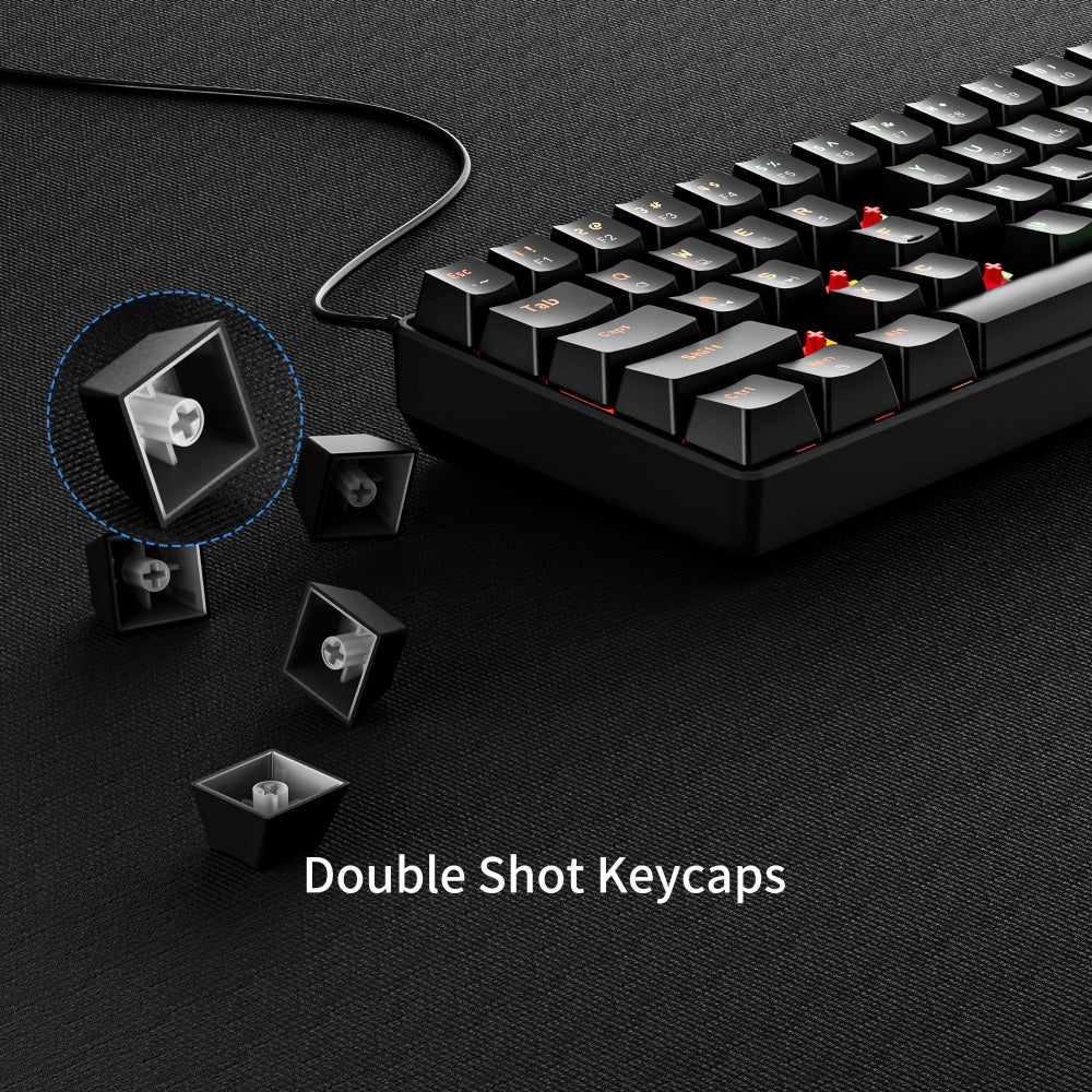 Hot-Swap 61-Key 60% RGB Mechanical Gaming Keyboard, Hot Swappable Red Blue Switch Compact Wired Keyboard with RGB Backlight, Portable Mini Keyboard for Windows PC Laptop Mac Gamers Typists