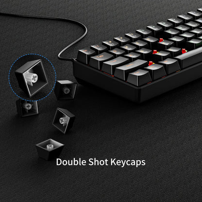 Hot-Swap 61-Key 60% RGB Mechanical Gaming Keyboard, Hot Swappable Red Blue Switch Compact Wired Keyboard with RGB Backlight, Portable Mini Keyboard for Windows PC Laptop Mac Gamers Typists
