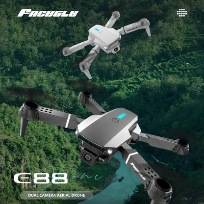 E88 Foldable Drone with Dual Camera – RC Quadcopter 360° Stunt Flip Surround Flight Optical Flow Height Hold 500mAh Battery Beginner to Intermediate Indoor Outdoor Flying Toy Gift for Teens Adults Boys