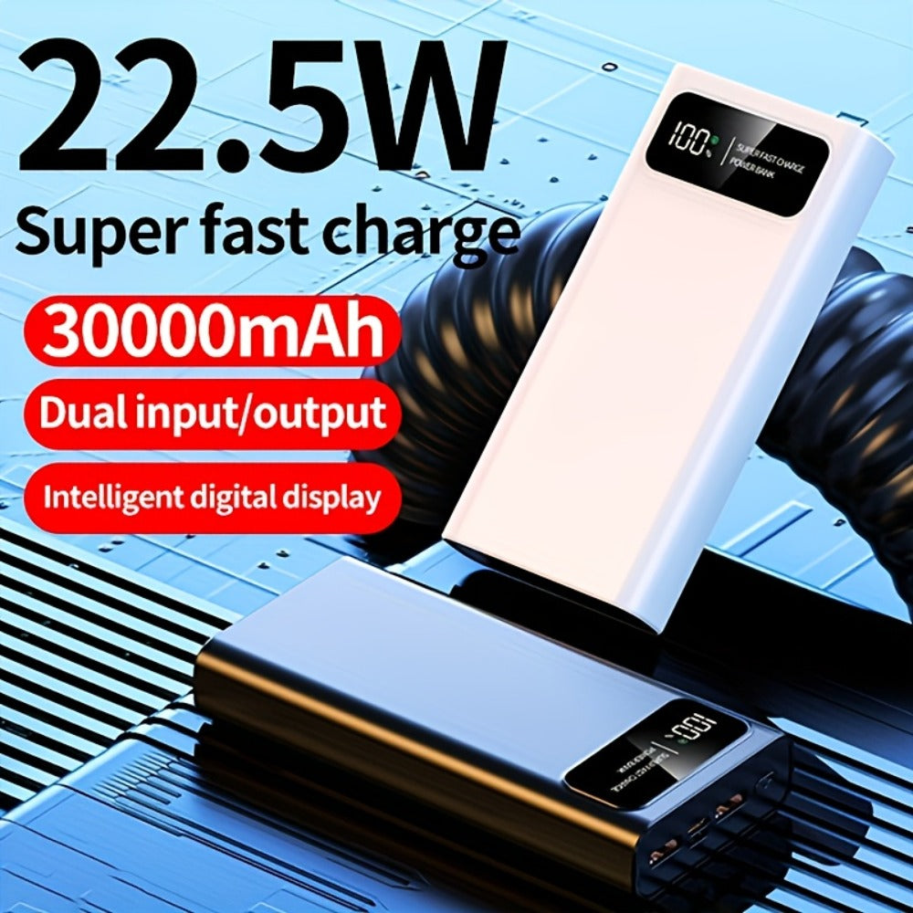 30000mAh Portable Charger with Bidirectional Fast Charging Dual USB & USB-C Power Bank High Capacity Battery Pack for iPhone Android Samsung Tablet Travel Outdoor Emergency