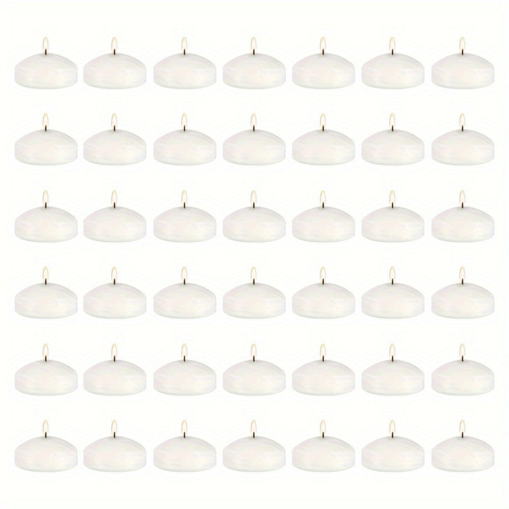 Floating Candles White Set of 42 – 1.5 Inch Small Pool Candles, 4-8 Hour Burn, Wedding Centerpiece, Pool Party, Christmas, Halloween, Easter & Thanksgiving Ambience Decoration