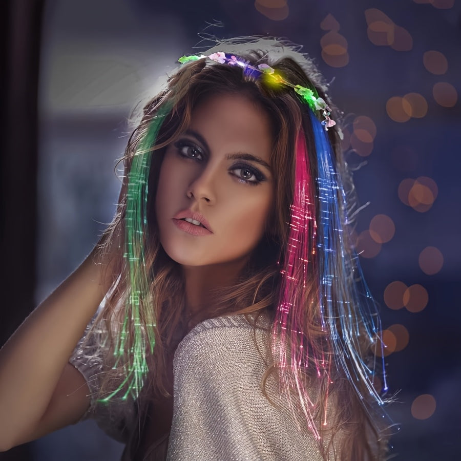 Light Up Flower Crown Headbands 36 Pack Bulk LED Fiber Optic Floral Tiara Glow Party Favors for Women Girls Wedding Birthday Halloween Mardi Gras Bachelorette Cosplay Festival Beach Accessories