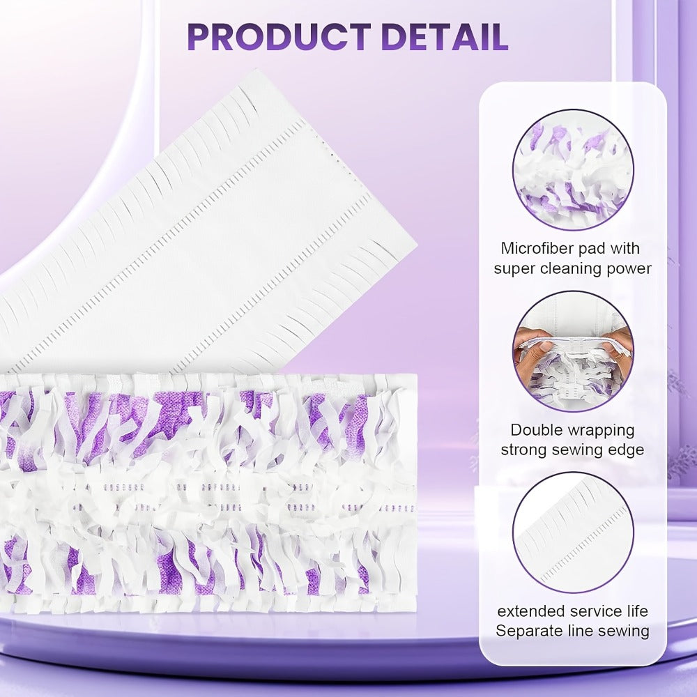 PowerMop-Style Disposable Mop Pad Refills in 15-Count or 50-Count Packs with Purple Scrubbing Strips