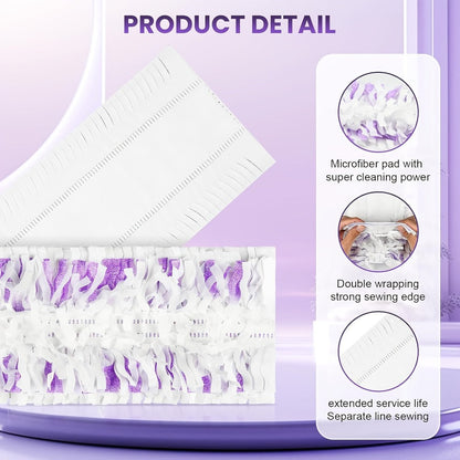 PowerMop-Style Disposable Mop Pad Refills in 15-Count or 50-Count Packs with Purple Scrubbing Strips