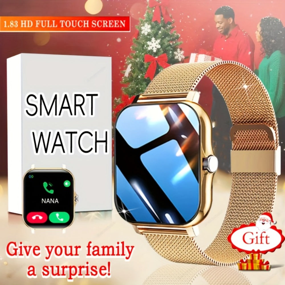 Smartwatch Gift with Metal Strap, Wireless Calling, Music Player and App Alerts in Four Colors