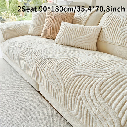 Sofa Cover Plush Shu Velveteen Non-Slip Couch Slipcover Breathable Pet-Proof Vintage Style for Living Room Bedroom Office 2 3 4 Seater