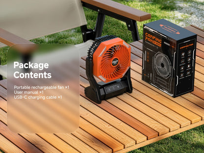 Camping Fan 20000mAh Tabletop and Hanging Fan with 4 Speeds, 3-Level LED Light and 180° Vertical Swing