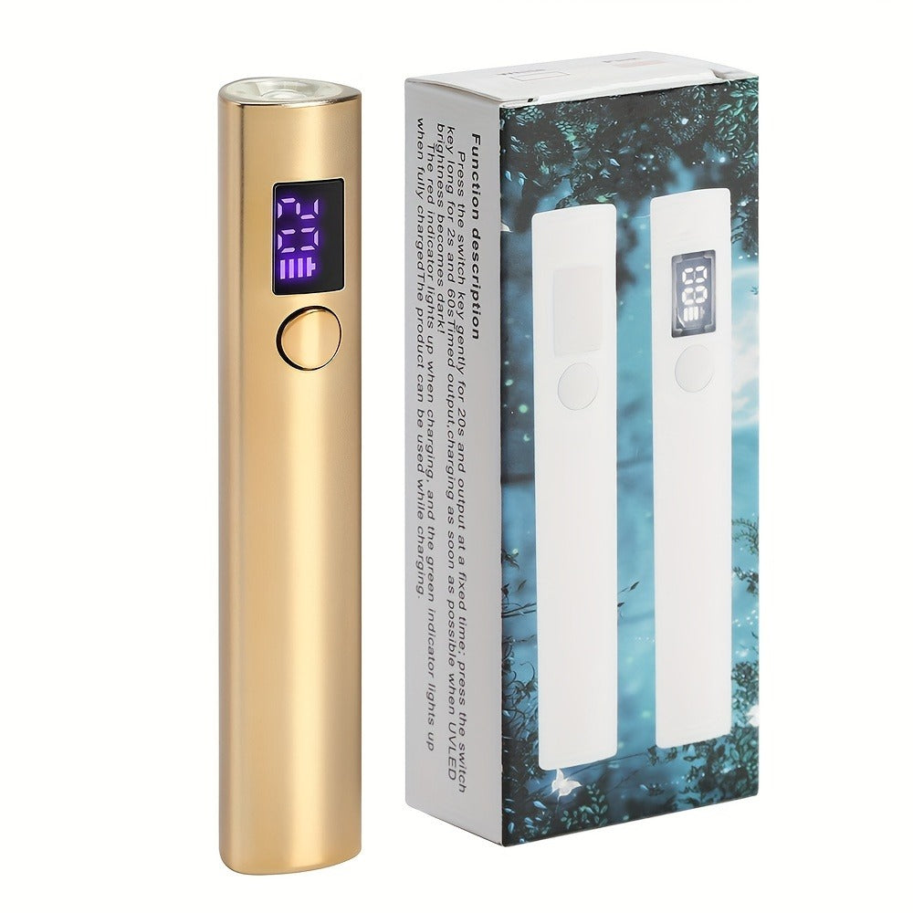 Pen-Shaped Cordless UV LED Nail Lamp with 365 and 405 nm Light, Two Timers and Three Colors