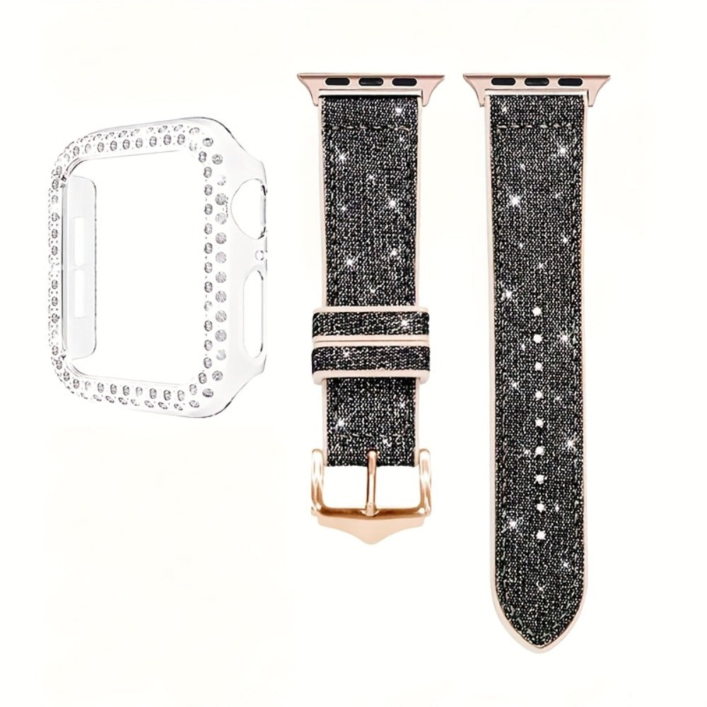 Rhinestone Mesh Watch Band and Matching Case Set for Apple Watch in 19 Color-and-Size Options