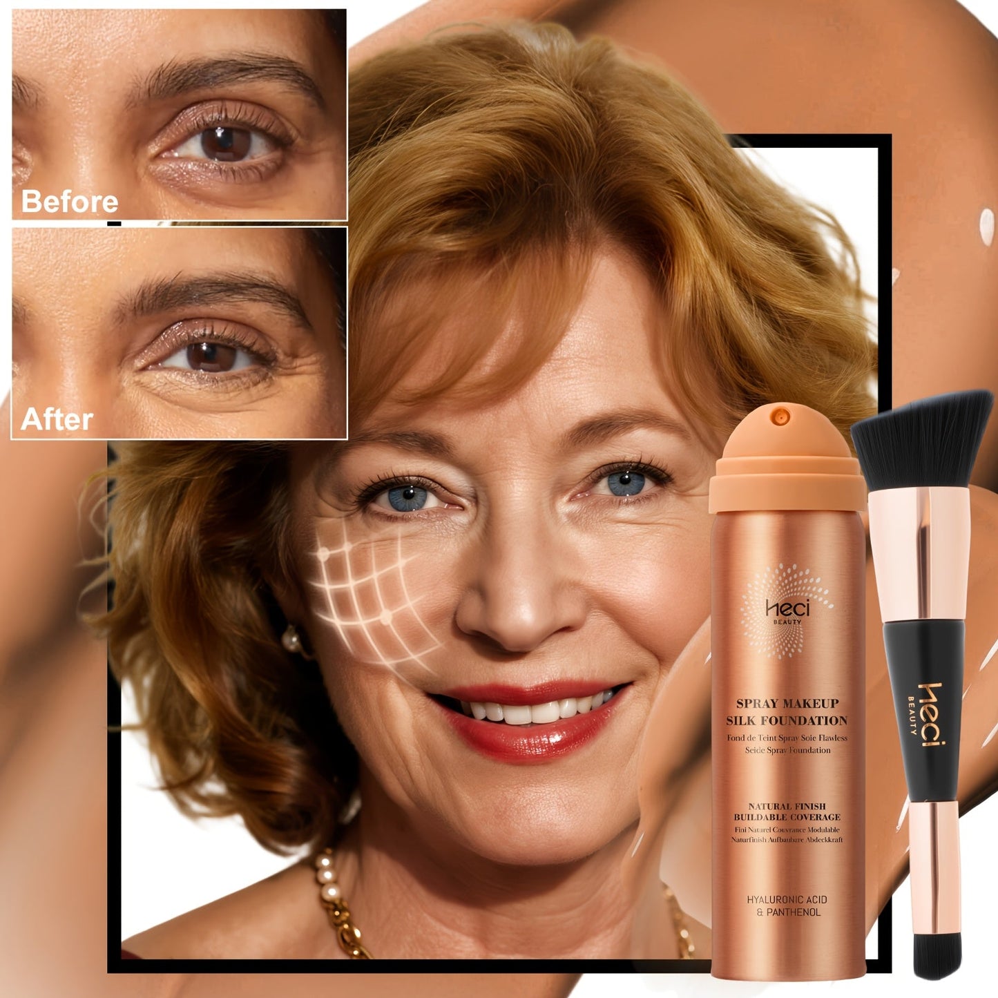Two-Piece Spray Liquid Foundation and Brush Set with Matte Finish in Shades 110, 120 or 210