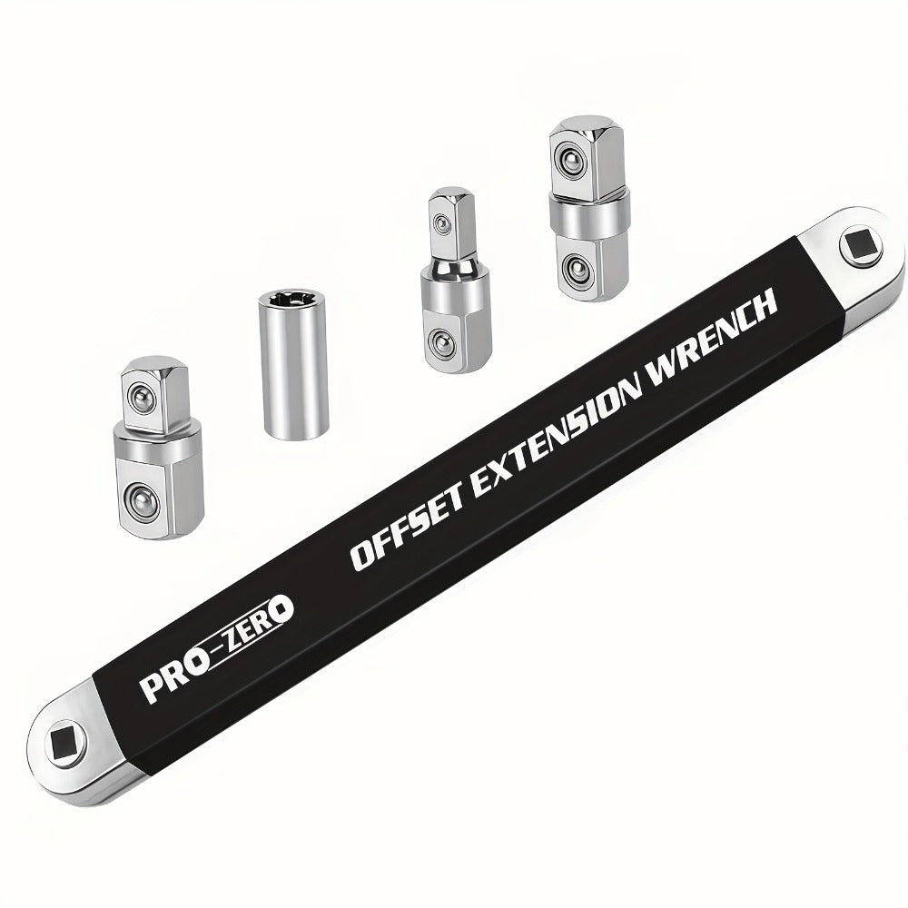 Two-in-One Offset Ratchet Wrench with Three Square-Head Adapters in Four Handle Color Options