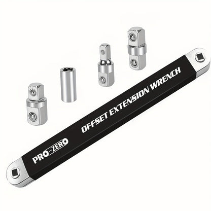 Two-in-One Offset Ratchet Wrench with Three Square-Head Adapters in Four Handle Color Options