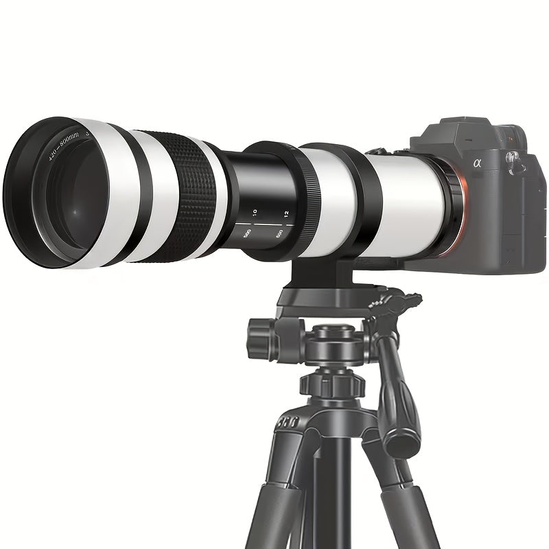 420-800mm F8.3-16 Telephoto Zoom Lens Manual Focus with T-Mount Adapter for Canon Nikon Sony Moon Wildlife Bird Photography Full Frame