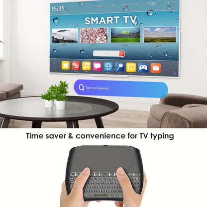 Wireless Mini Keyboard with Large Touchpad & 7-Color Backlight – Bluetooth & 2.4G Dual Mode Handheld Keyboard Remote Control, Rechargeable, USB Dongle, Plug and Play for TV Box PC Smart TV