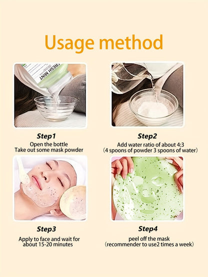 Mint Jelly Mask Powder 12.3oz Fresh Peppermint Hydro Gel Peel-Off Face Mask Professional Spa Moisturizing Hydrating Anti-Wrinkle Facial Skin Care Treatment