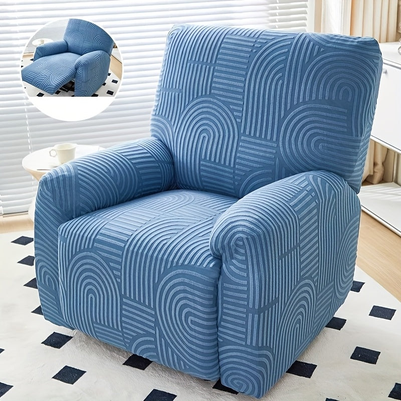 Recliner Slipcover, Four-Piece Elastic Jacquard Single-Seat Chair Cover in Six Color Options