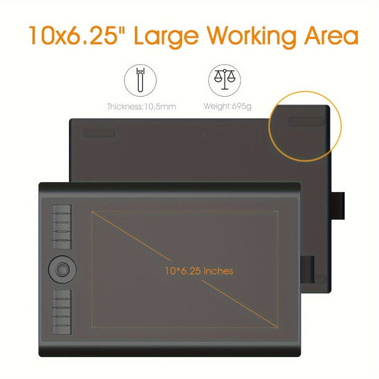 GAOMON M10K Drawing Tablet 8192 Levels Pressure Sensitivity Battery-Free Stylus 10 Programmable Hot Keys Digital Art Graphics Tablet Mac Windows PC Photo Editing Illustration Design 6.5x4 & 10x6.25 Inch