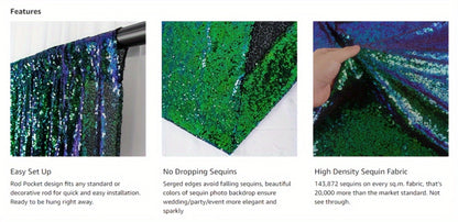 Sequin Backdrop Curtain for Party Wedding - 4x8ft Shimmering Glitter Curtain for Birthday Photo Booth Stage Decoration, Easy Hang, Multi-Color
