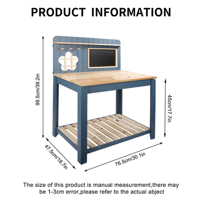 Potting Bench Table Cedar Wood Garden Workstation with Blackboard Removable Sink Hooks Double Shelf for Patio Balcony Courtyard Outdoor Planting Work Bench