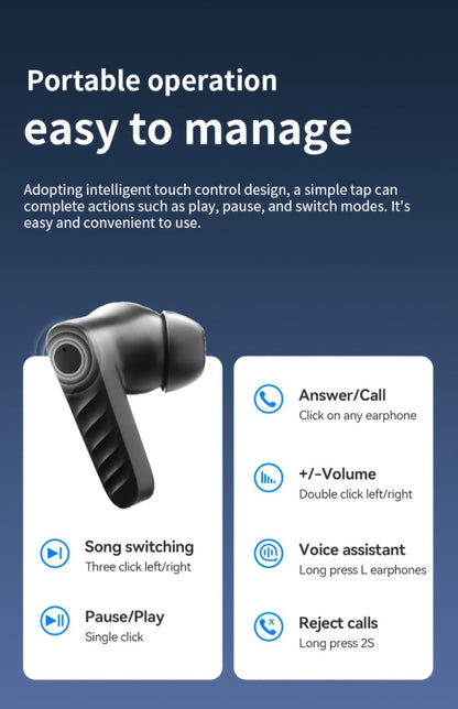 Wireless Earbuds Mini Lightweight In-Ear with ENC Calls, Touch Control and Long Battery in Three Colors