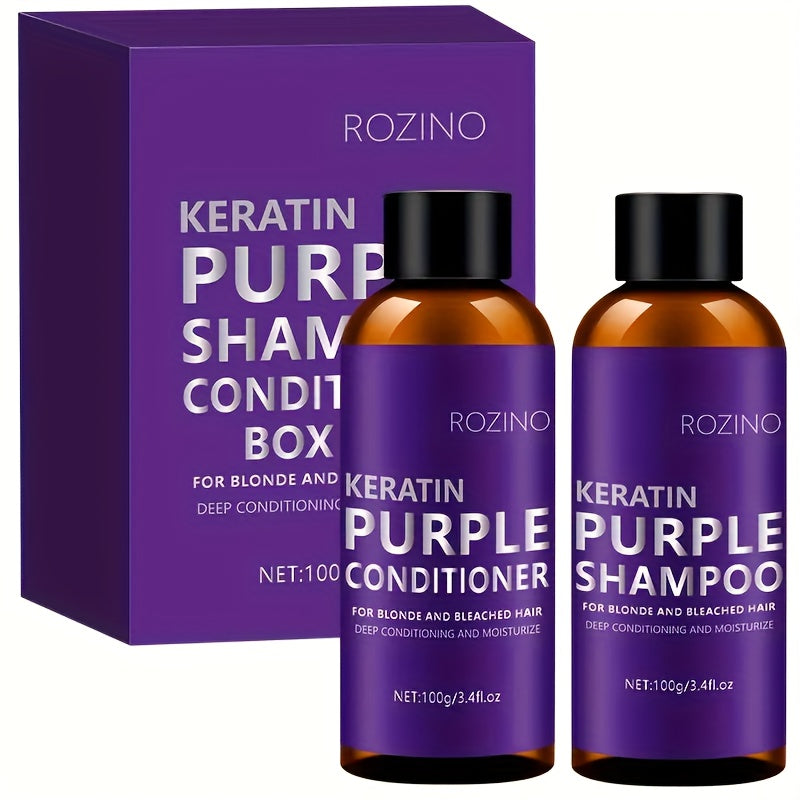 ROZINO-Labeled Purple Shampoo and Conditioner Two-Piece Set in 100g Bottles with Matching Presentation Box